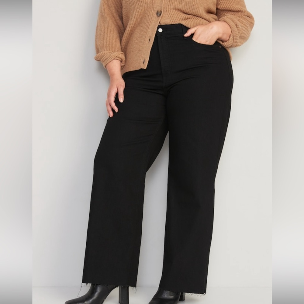 Old Navy 12P Extra High-Waisted Sky High Wide Leg Cut Off Jeans